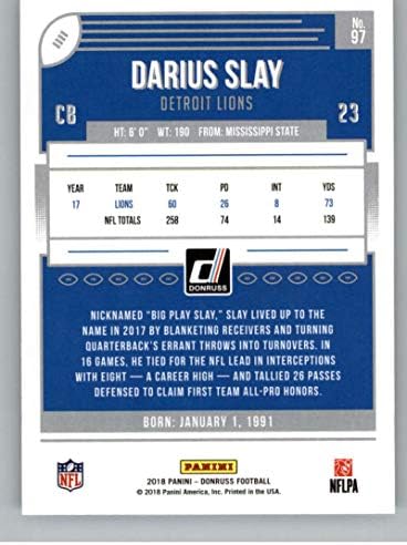 2018 Donruss Football 97 Darius Slay Detroit Lions Službena NFL trgovačka kartica