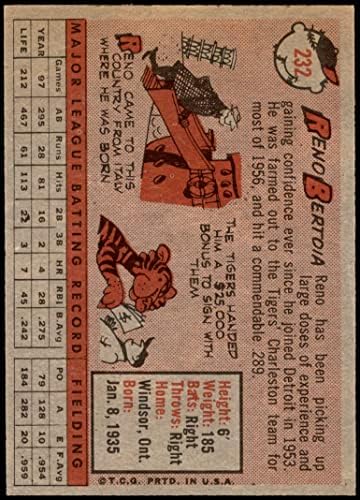 1958. TOPPS 232 Reno Bertoia Detroit Tigers Ex / MT tigrovi