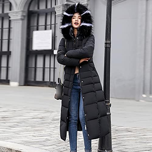 TOPUNDE zimski kaputi za žene s dugim rukavima Big Yards Jednobojni kapuljač s kapuljačom od pamuka pamučna