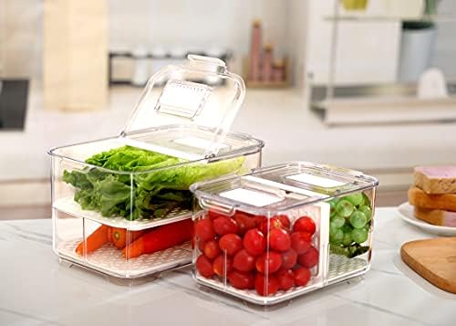 REFSAVER proizvodi kontejnere za frižider Fruit Storgae kontejner sa sklopivim poklopcem frižider proizvodi Saver sa uklonjivim odvodnim korpama za povrće za kuhinju
