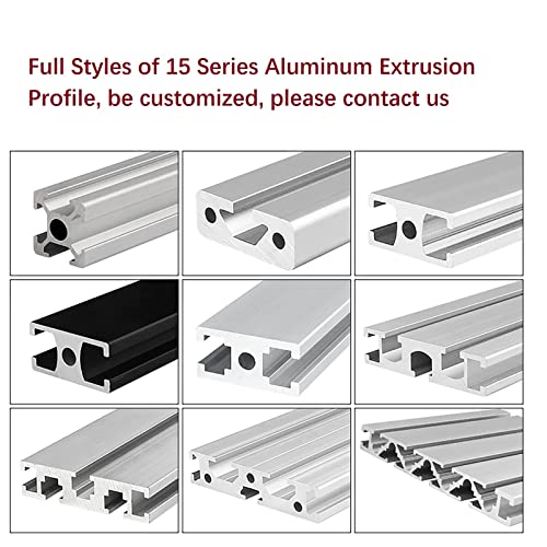 Mssoomm 4 Pakovanje 1515 dužina profila ekstruzije aluminijuma 9,84 inča / 250 mm crna, 15 x 15 mm 15 serija T Tip T-Slot Evropski standardni ekstruzioni profili Anodizirani okvir vodiča za linearnu šinu za CNC