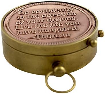Vintage Solid Mesings Direction Magnetic Kompas Nautički citat ugravirani pomorski kolekcionarski morski