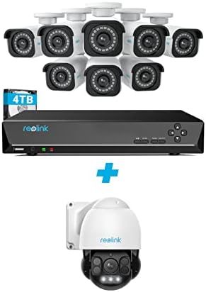 REOLINK 4k sistem sigurnosnih kamera, smart Person detection Vehicle Wired Outdoor Indoor PoE Kit, Rlk16-800B8 paket sa PTZ PoE kamerom RLC-823A
