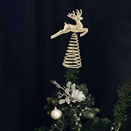 Nolitoy Božićni ukrasi Božićni dekor 4 kom Glitter Metal Christmas Elk Topper Božićno drvce Viseće stablo