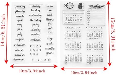 Zyamy 2pcs Clear Maing brtvi kalendar Datum tjedna mjesečni broj Simbol jasne marke za dnevniku, DIY Scrapbooking