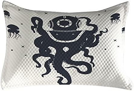 Ampesonne vintage nautička tetovaža quild jastuk, hobotnica meduze u kostimima astronaut kostim obična pozadina,